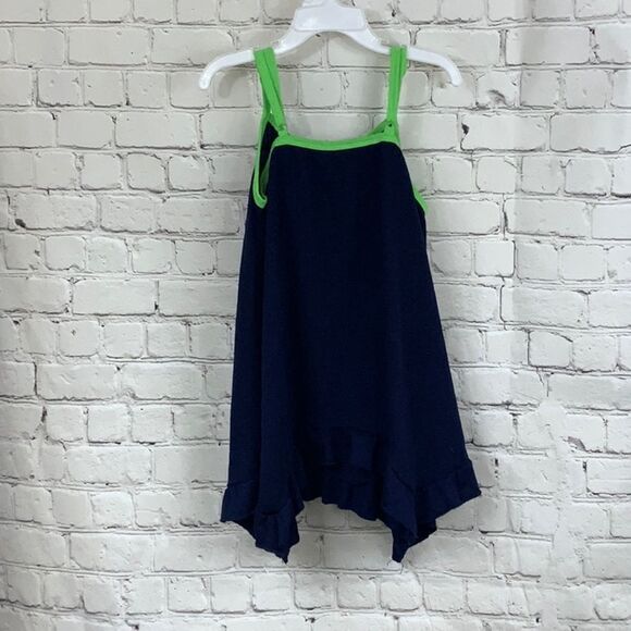 Justice 2pc Night Owl Pajama Set Girls Size 8 Navy Top Neon Green Plaid Short PJ - Picture 5 of 8